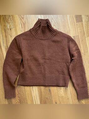 &Daughter Fintra Cropped Wool Turtleneck Sweater in Brown Medium